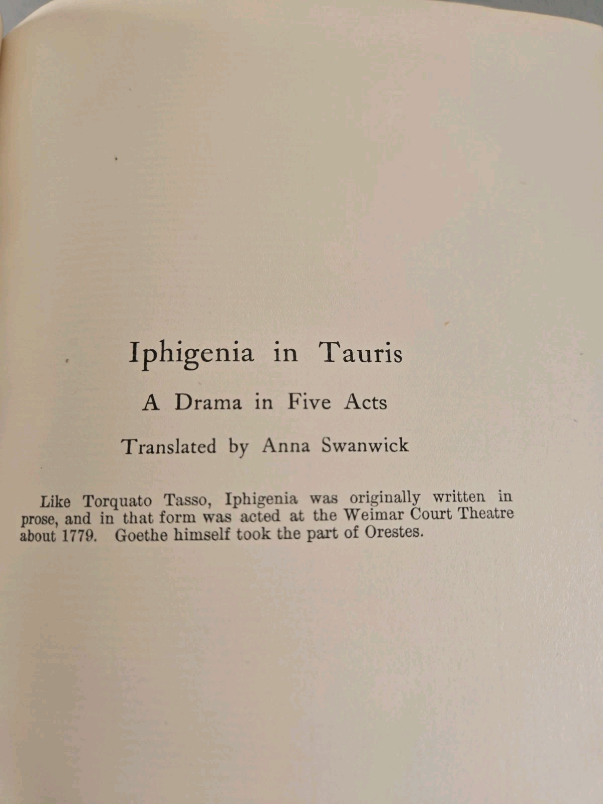 1902 Iphigenia in Tauris By J W Goethe Luxury Edition #15 of 1,000