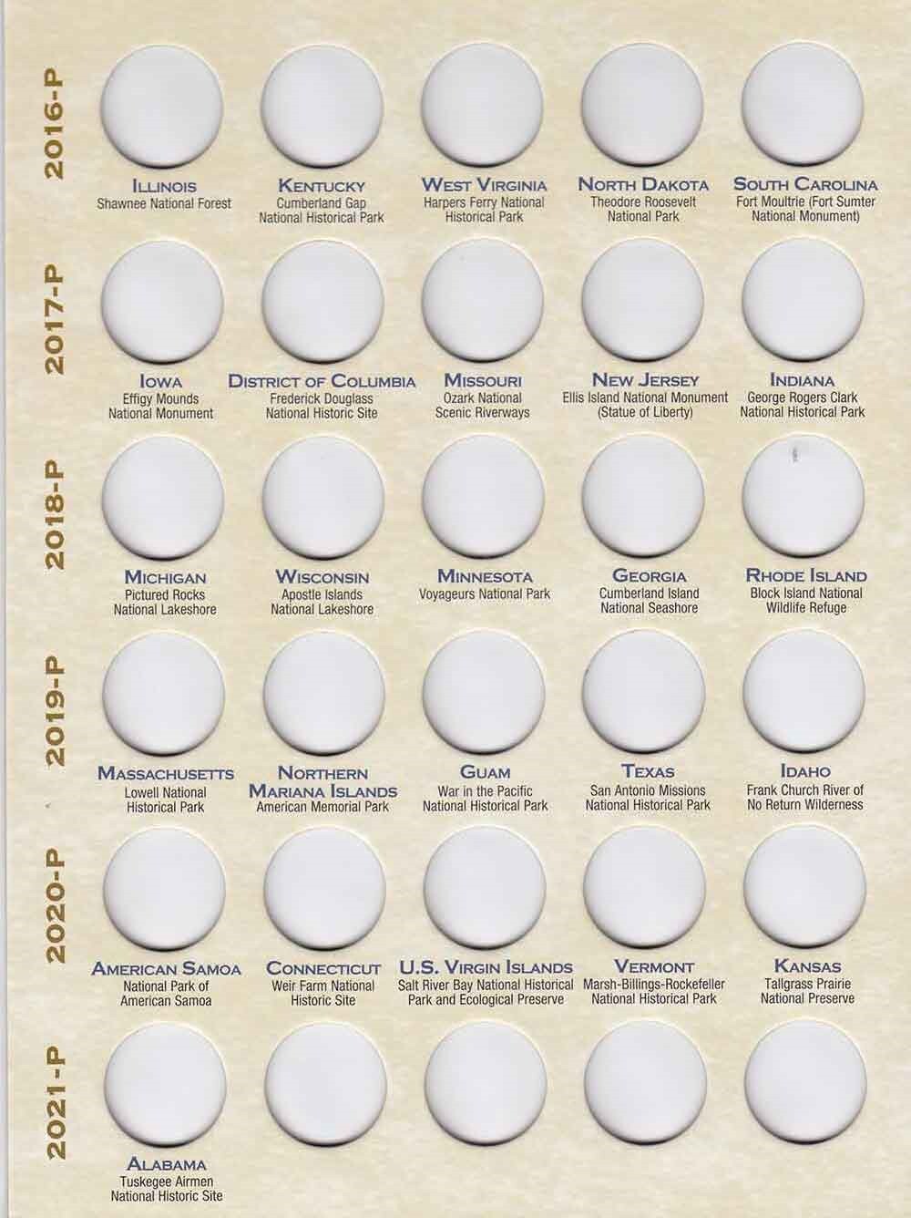 Album Folder For National Parks Quarters 2010-2021 P&D Set Coin Collector Gift
