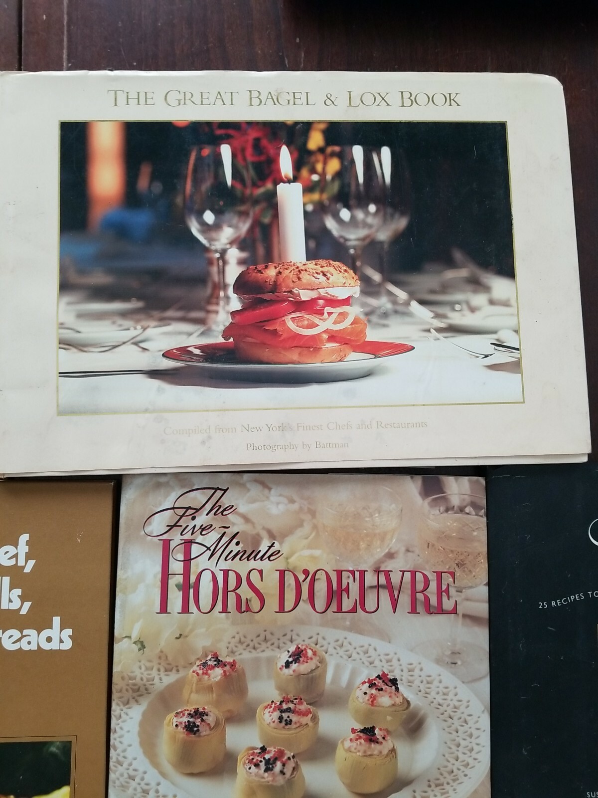Vintage Lot of 6 Cookbooks and Restaurant Guide. Caviar, Jockey Club, Bagels