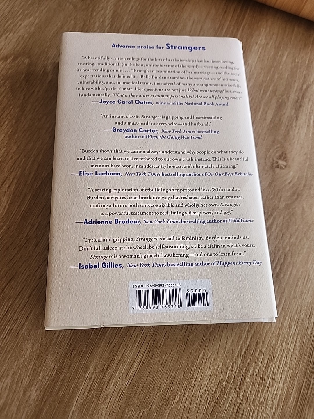 Strangers: A Memoir of Marriage – Hardcover, by Burden Belle – Very Good b