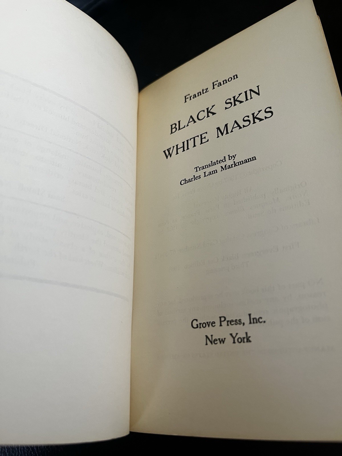 Frantz Fanon – Black Skin White Masks, 1968 1st Black Cat Edition 3rd Printing