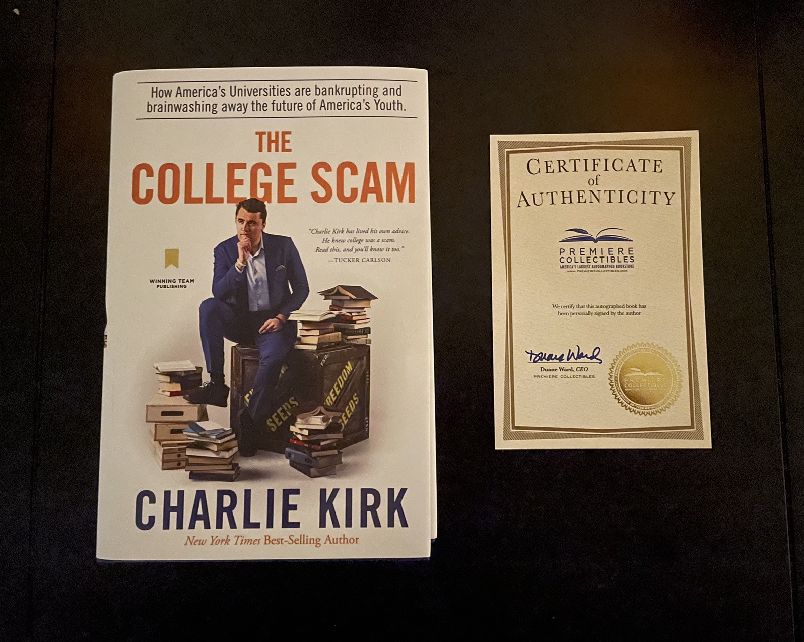 2022 1st Edition The College Scam By Charlie Kirk Signed, With COA