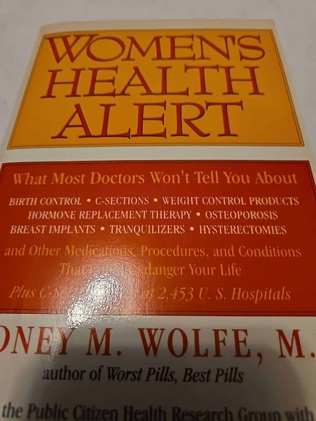 Women’s Health Alert, Sidney M. Wolfe, M.D., Hardback, 1991, Medical, Self-Help