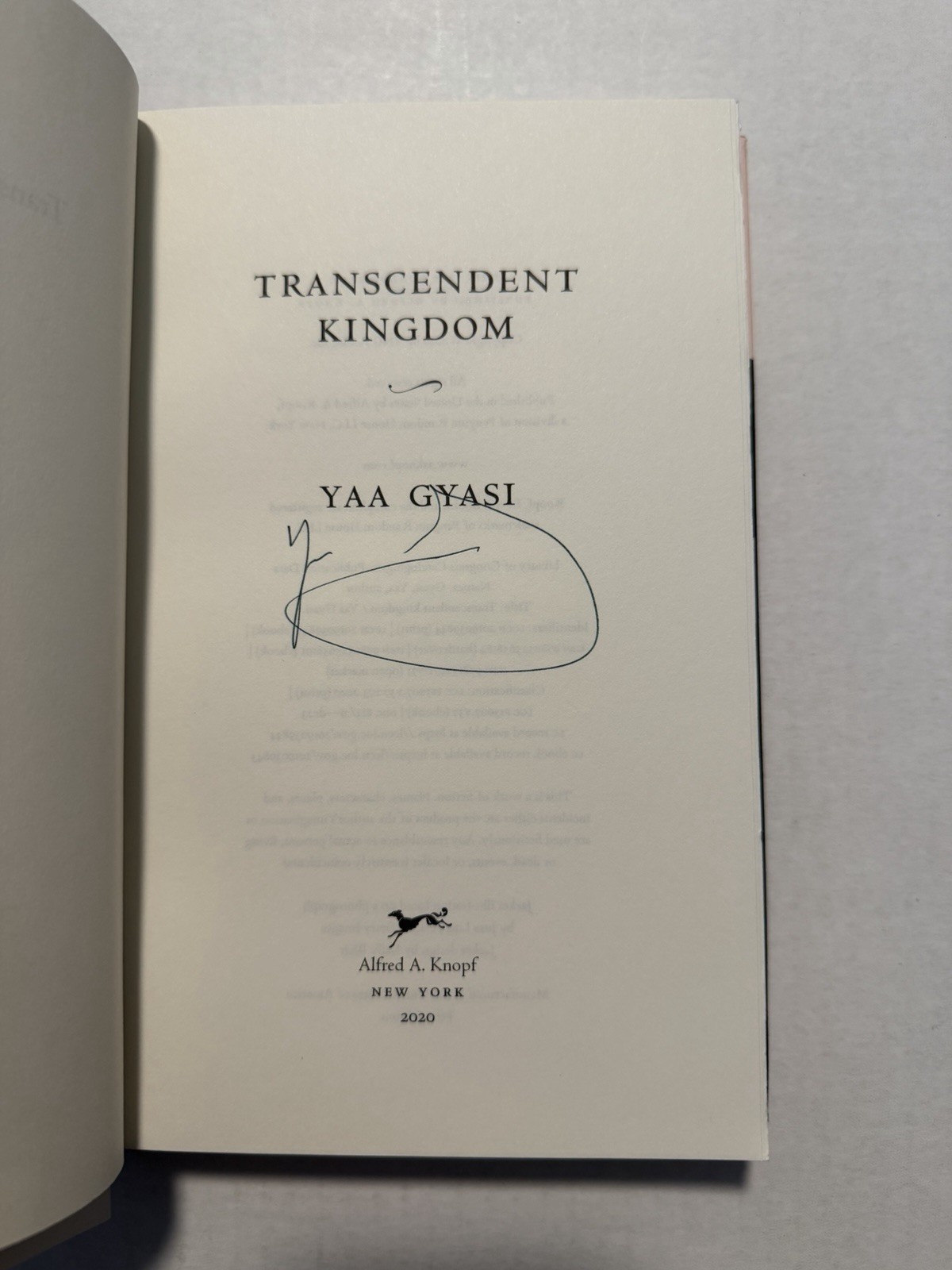 **Signed**Transcendent Kingdom By Yaa Gyasi Hardcover, 1st Edition