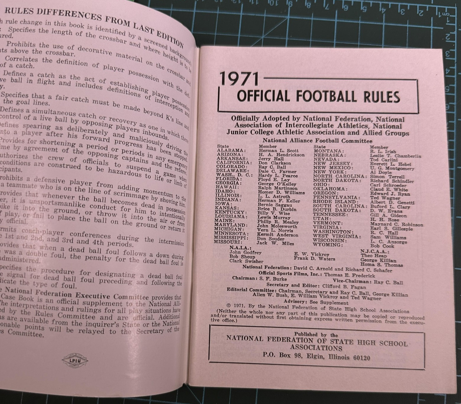 Vintage 1971 Football Rules & Case Books National Alliance NFHS High School