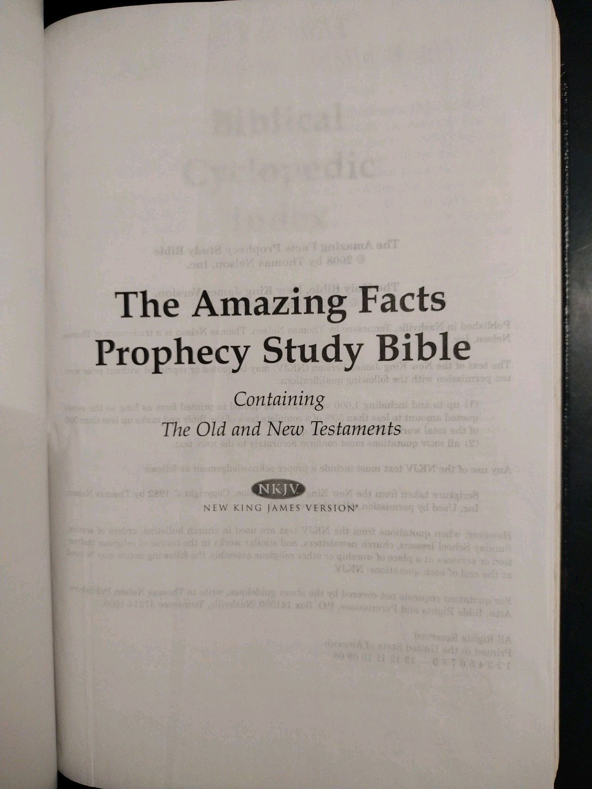 The Holy Bible Prophecy Study Edition. Nelson. 2008. Genuine Leather (8.5″ x 6″)