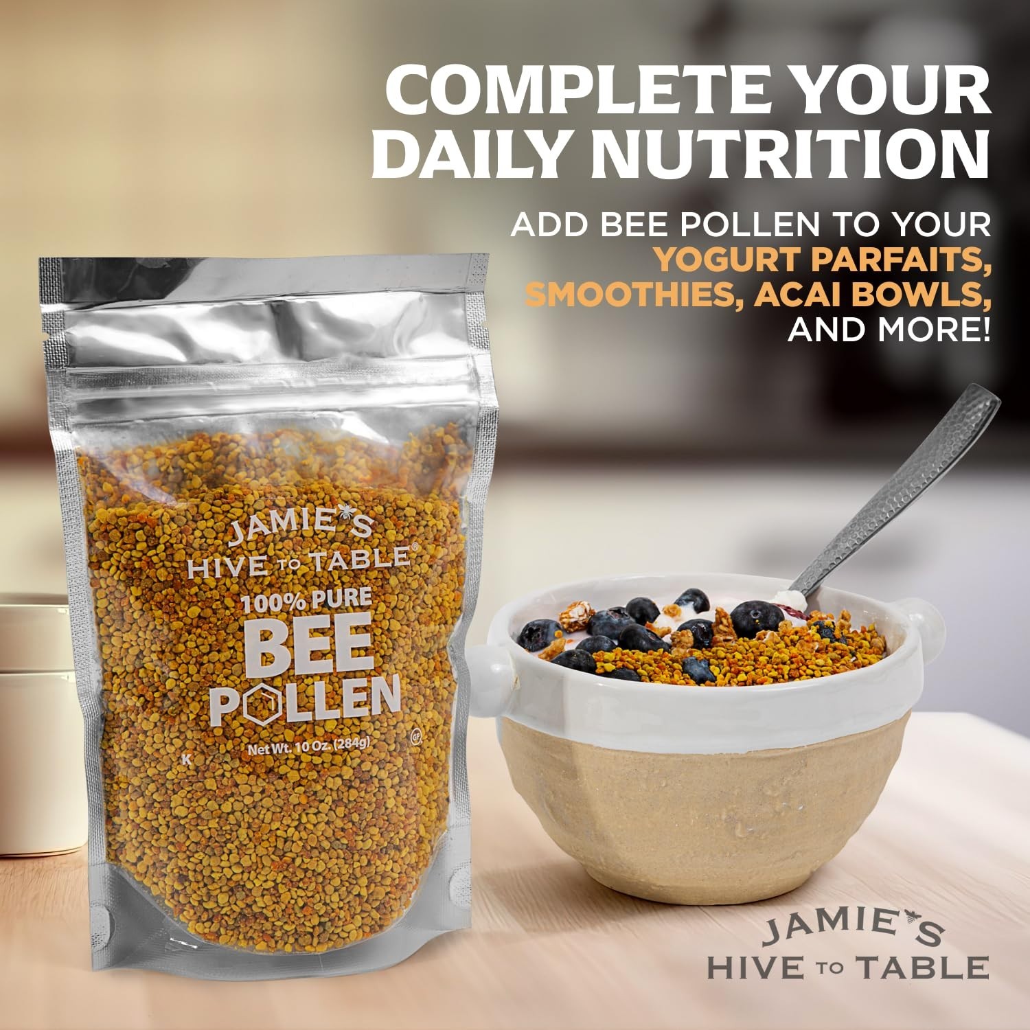 Raw Bee Pollen 10 oz – 100% Pure Natural Flower Harvest, Fresh for Smoothies & R