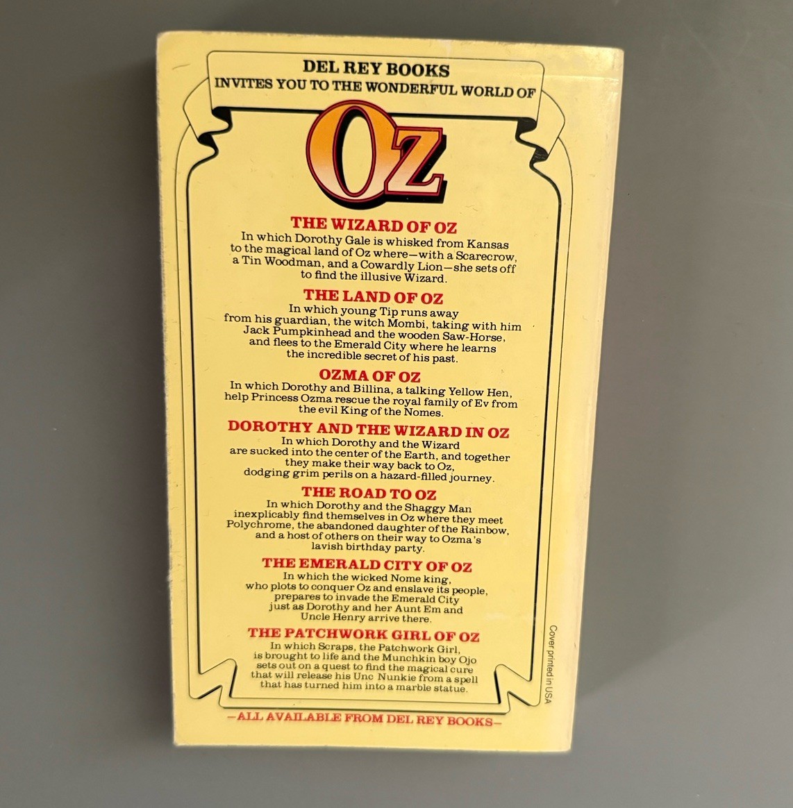 Series 1-7 Frank L Baum Wizard Of Oz Books Del Rey Paperbacks 1979 Ballantine