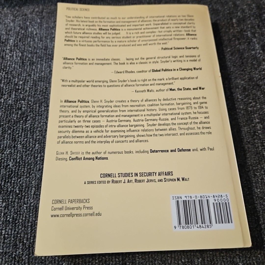 Alliance Politics (Cornell Studies in Security Affairs)