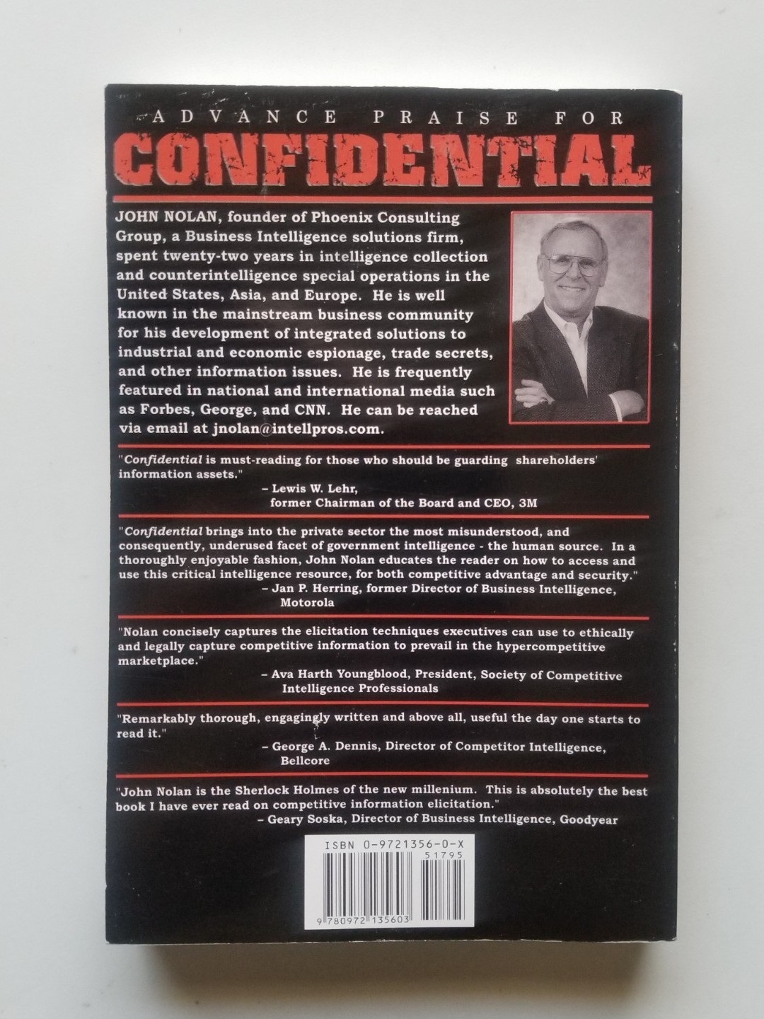 John Nolan CONFIDENTIAL: BUSINESS SECRETS, GETTING THEIRS -OUT OF PRINT