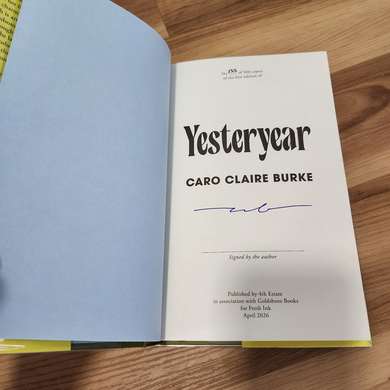 Caro Claire Burke YESTERYEAR Signed Numbered First Printing LE #155/500