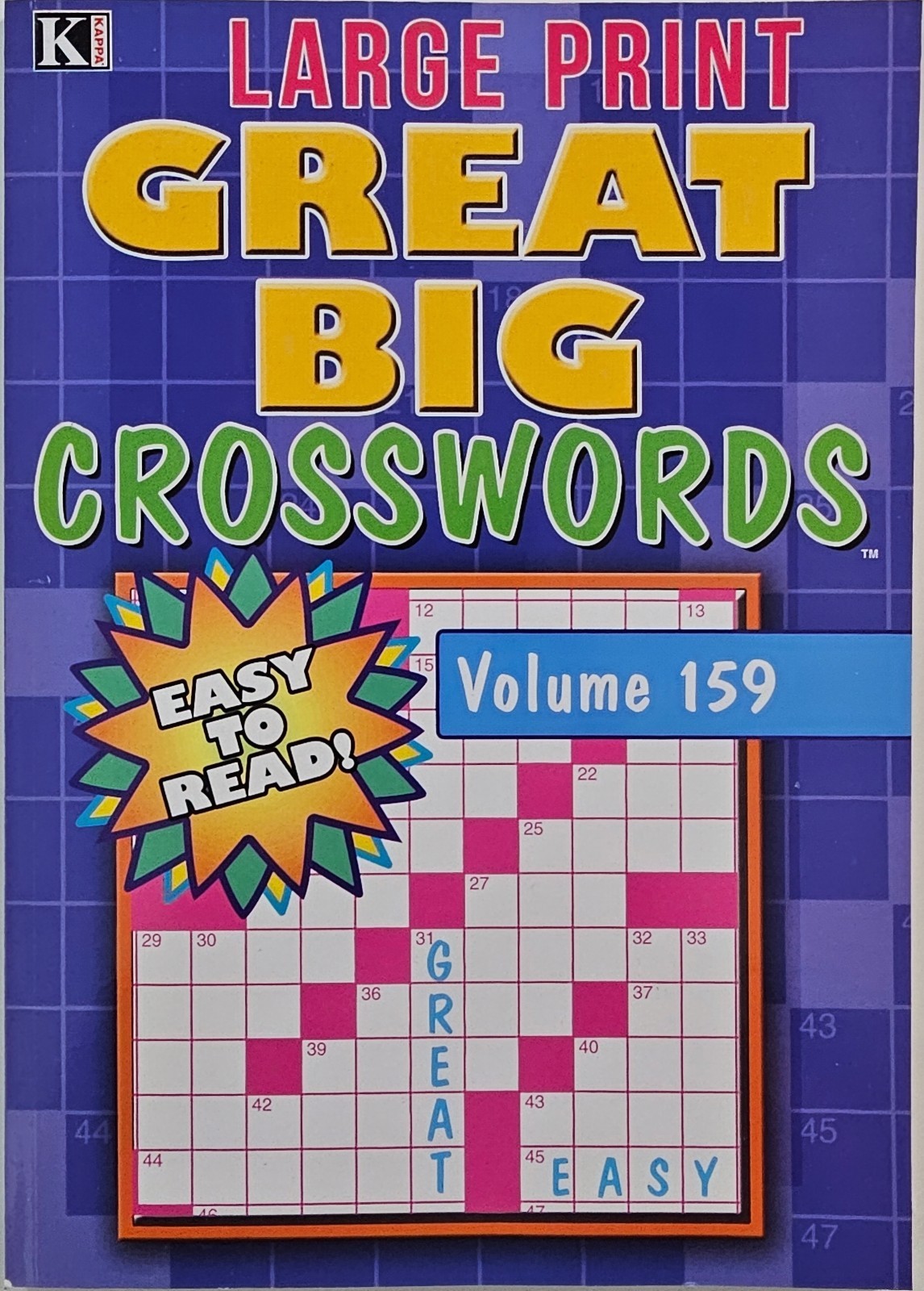 New 5 Large Print Great Big Crosswords Kappa Puzzle Books Vol#155-163 Fun Hobby