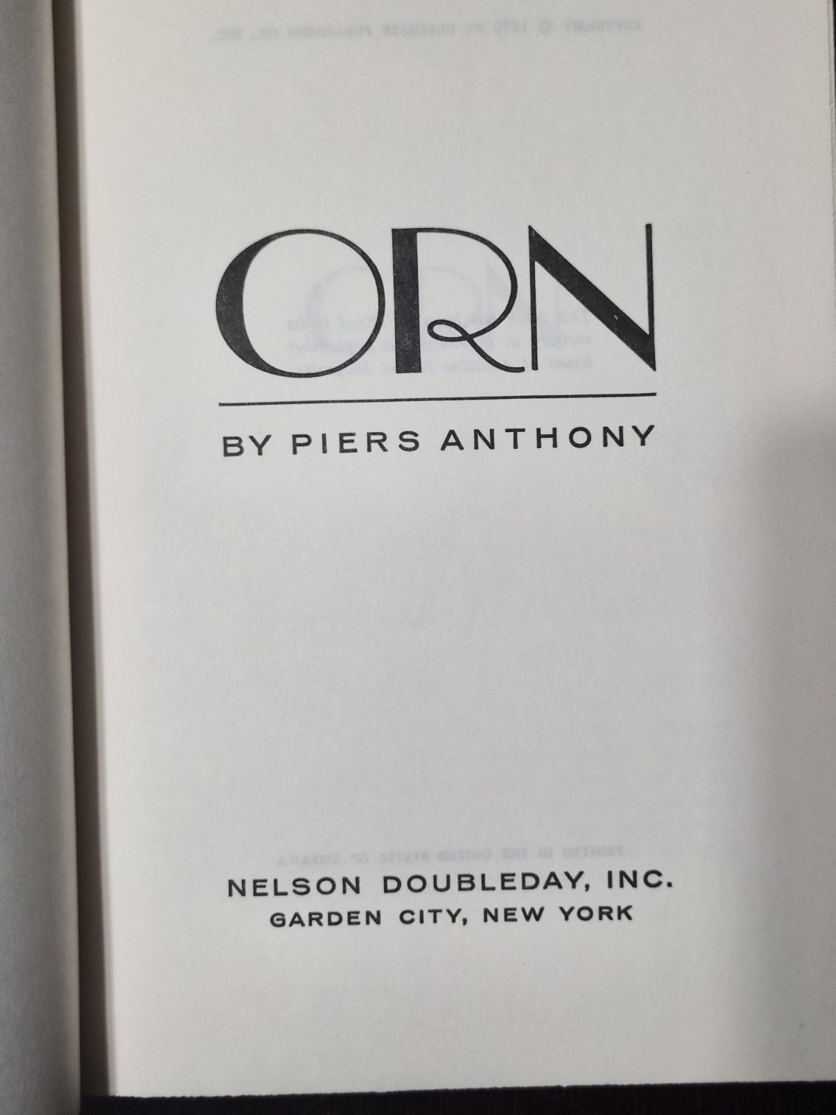 Piers Anthony ORN Of Man and Manta 1970 Doubleday BCE Frazetta HCDJ VG Mylar