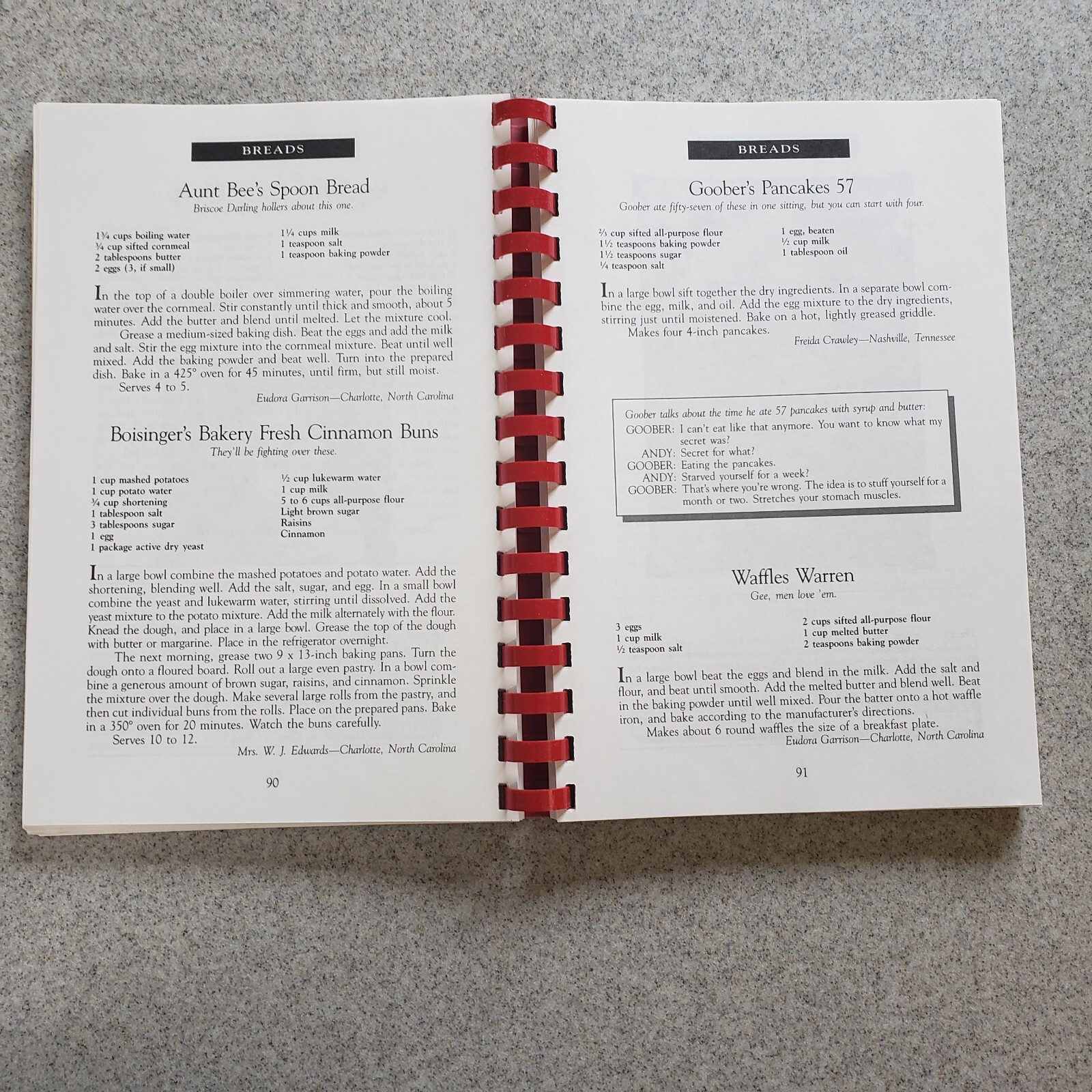 Aunt Bees Mayberry Cookbook 244 Pages Recipes Interesting Read Too