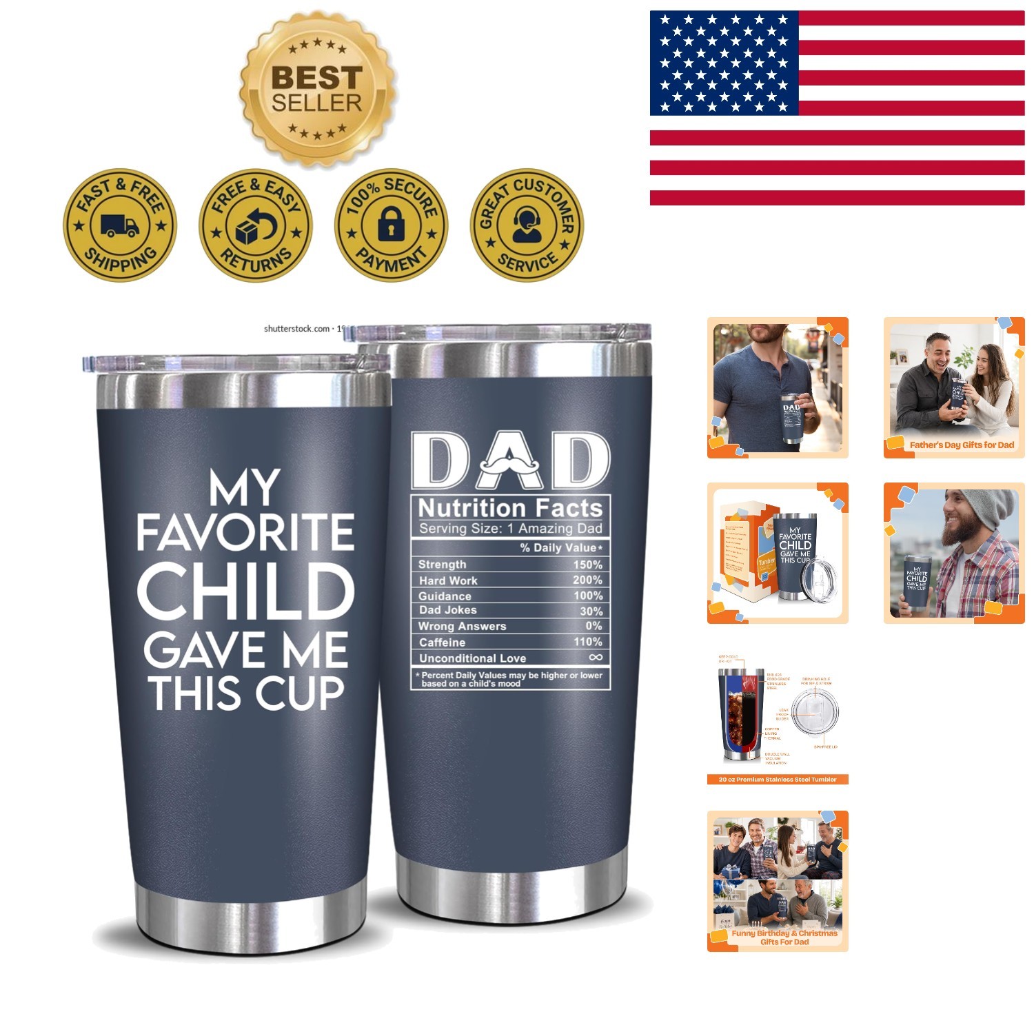 Durable Insulated Tumbler for Cool Dads – 20 oz Gifts for Birthdays and More