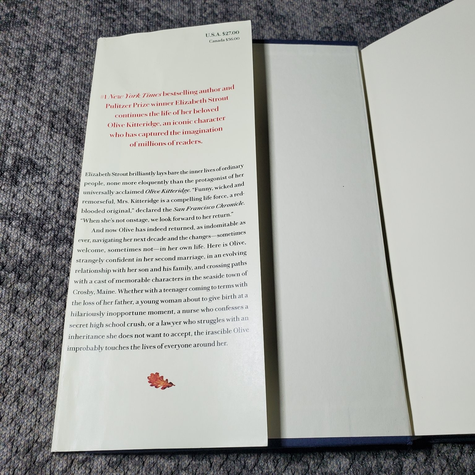 Olive, Again Elizabeth Strout 2019 First Edition Pulitzer Prize Fiction Random