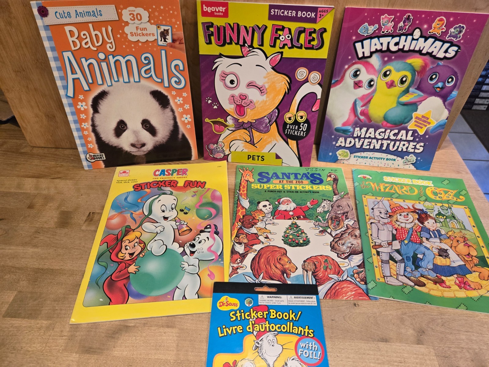 Lot of 7 Hatchimals, Casper, Santa, Wizard of Oz, Dr. Seuss Sticker/Activity