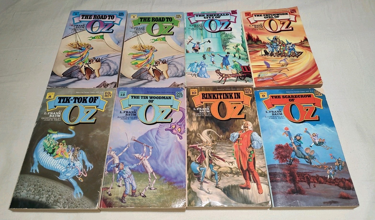 Lot of 8 Wizard of Oz Del Rey 1979 Paperback L. Frank Baum 5 6 7 8 9 10 12 😎🔥