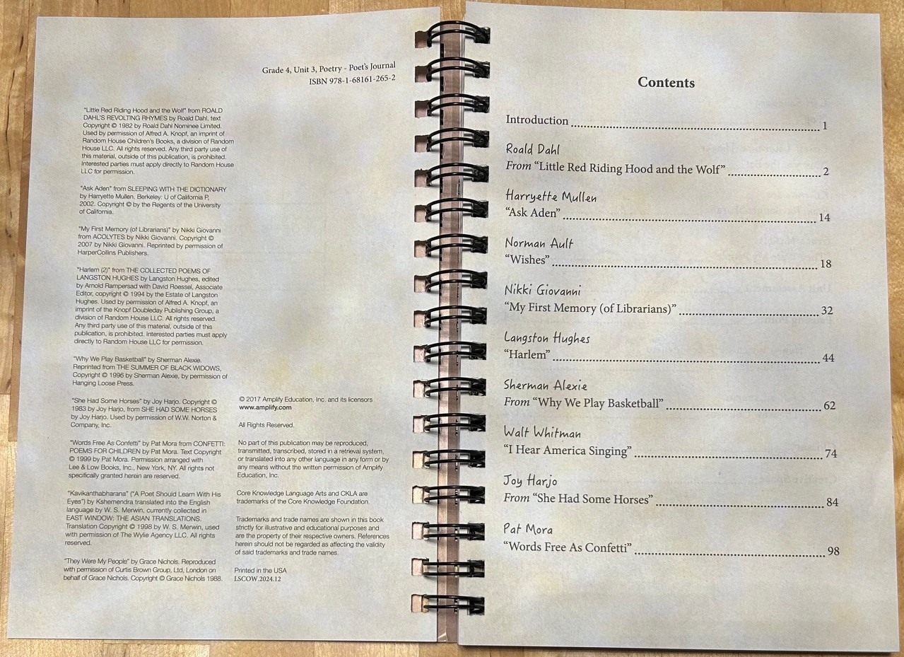 Amplify Core Knowledge Language Arts – Poet’s Journal – Grade 4 Unit 3 (NEW)