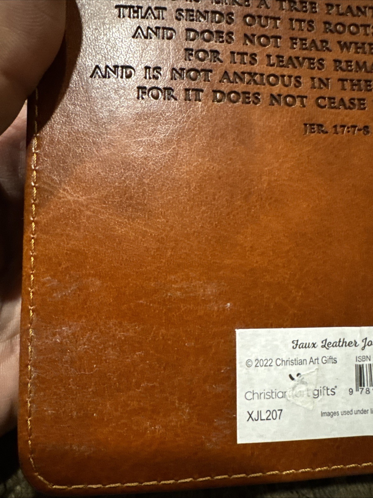 Trust Jeremiah 17:7-8 Bible Verse Brown Faux Leather Journal Inspirational Pages
