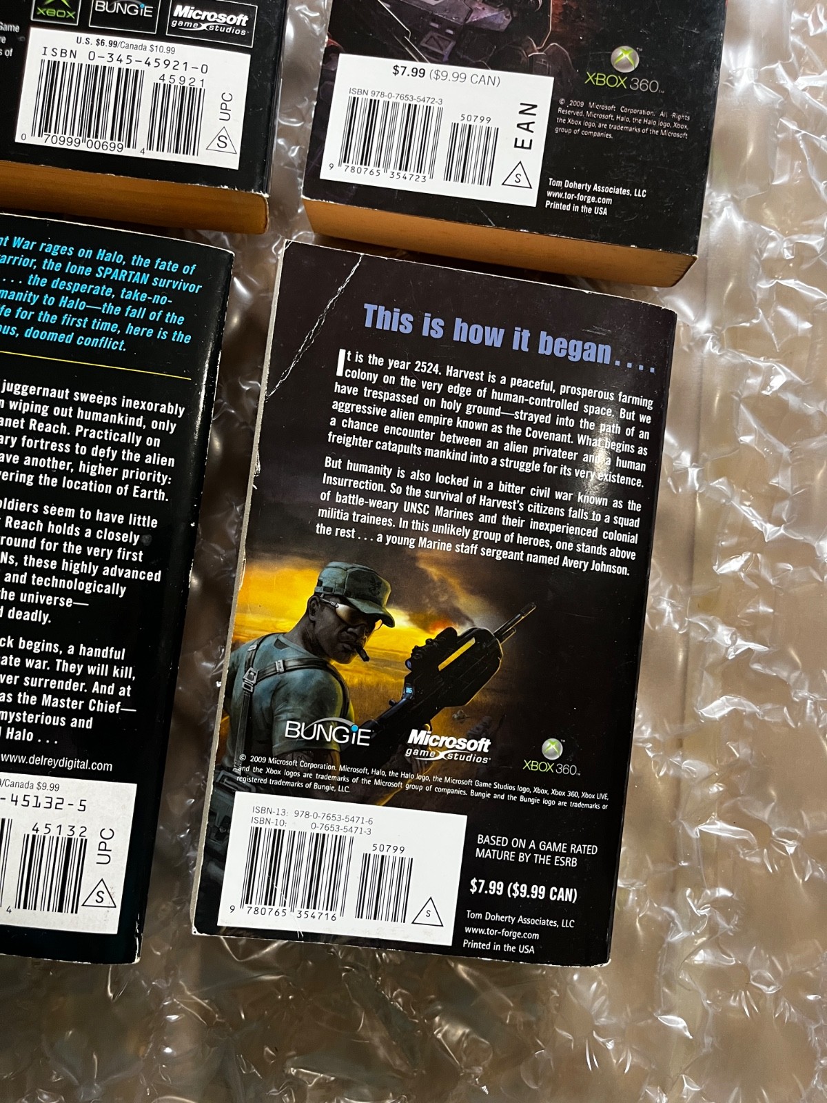 HALO Paperback Book Lot of 6 Xbox Master Chief Flood Scifi Fall of Reach