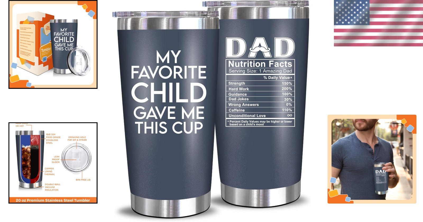 Durable Insulated Tumbler for Cool Dads – 20 oz Gifts for Birthdays and More
