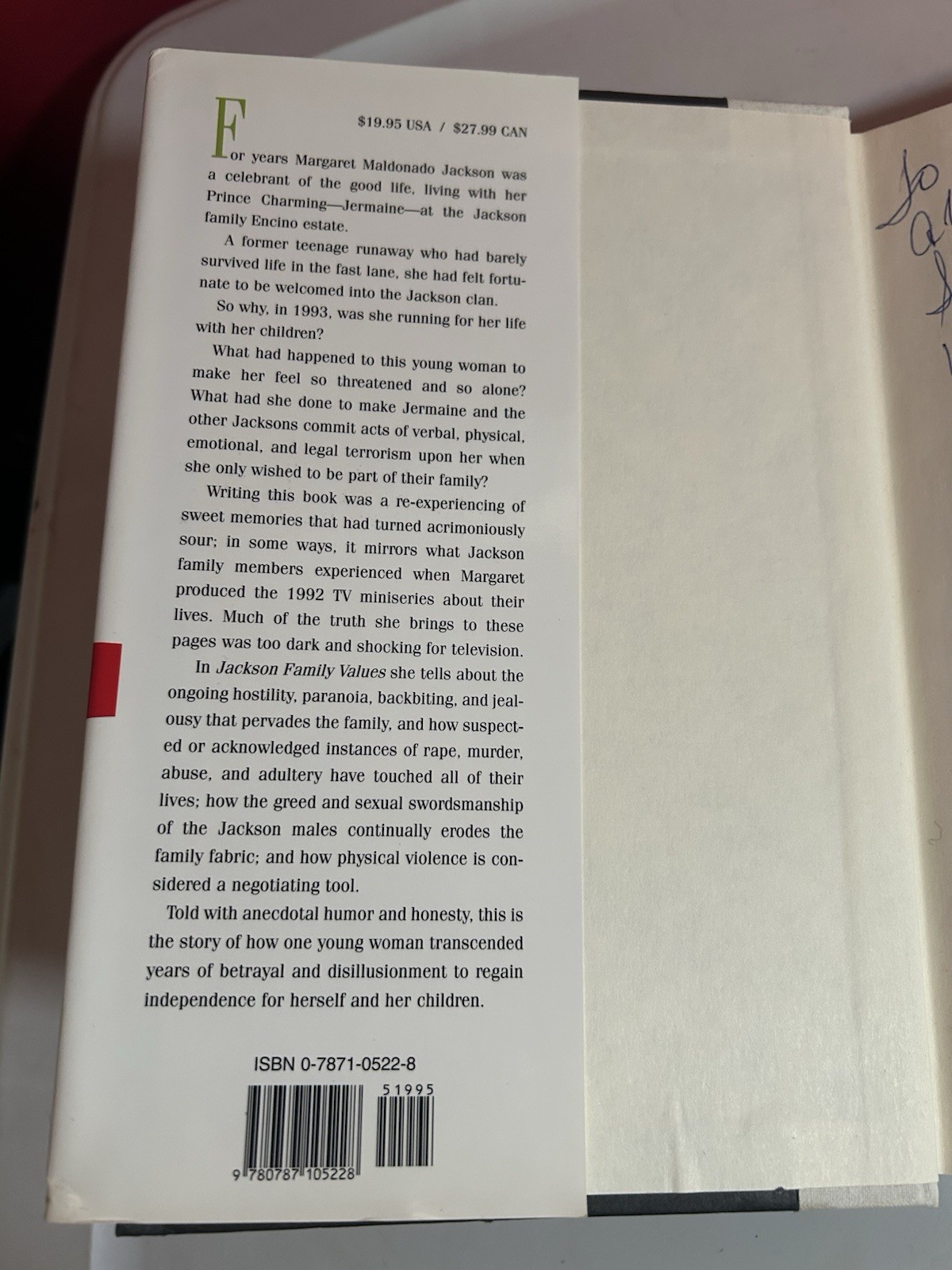 Jackson Family Values by Margaret Maldonado Jackson 1995 Hardcover! Free Ship!