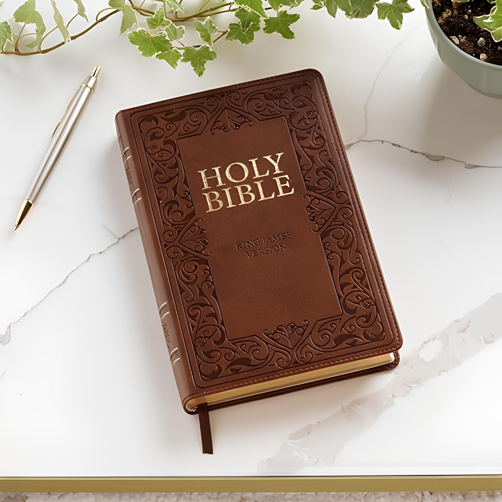 The Holy Bible Kings James Version Bible Thumb Indexed Red Letter / Brown NEW***