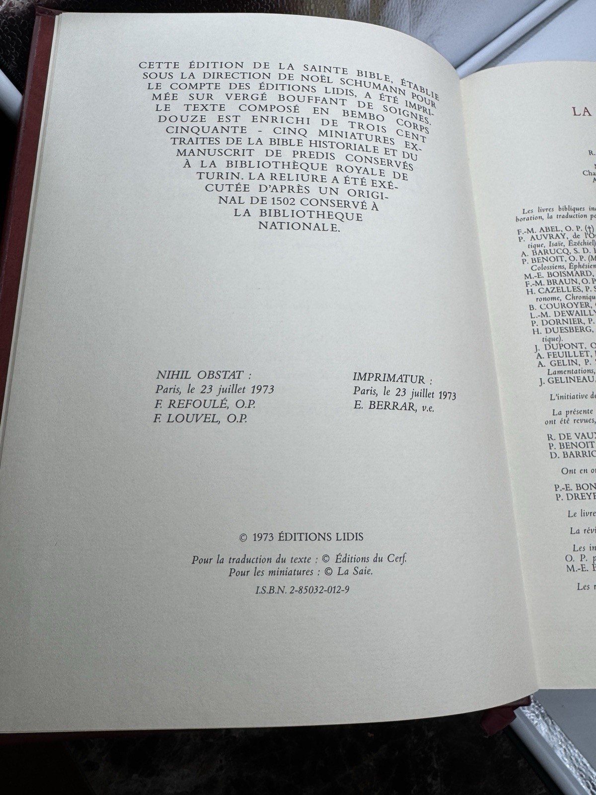 La Sainte Bible Editions Lidis 1973 – Paris Luxury Edition