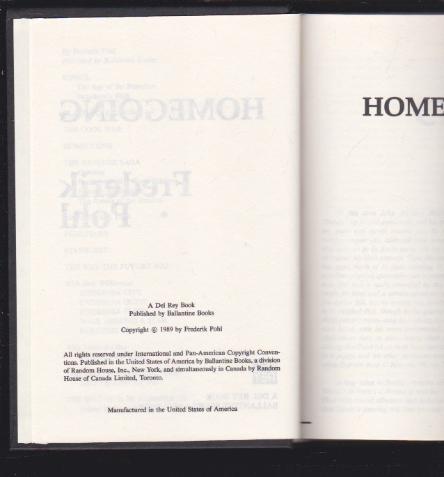 Homegoing: A Sci-fi Novel by Frederik Pohl Hardcover 1989 LN
