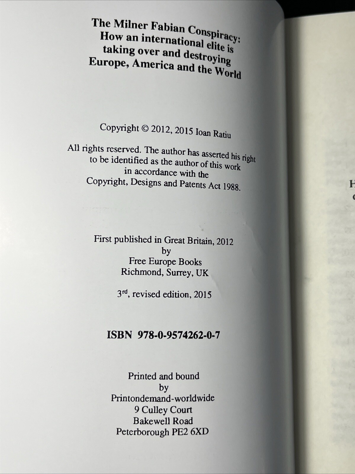 The Milner-Fabian Conspiracy,by Ioan Ratiu,525 Pages,Reprint,Brand New