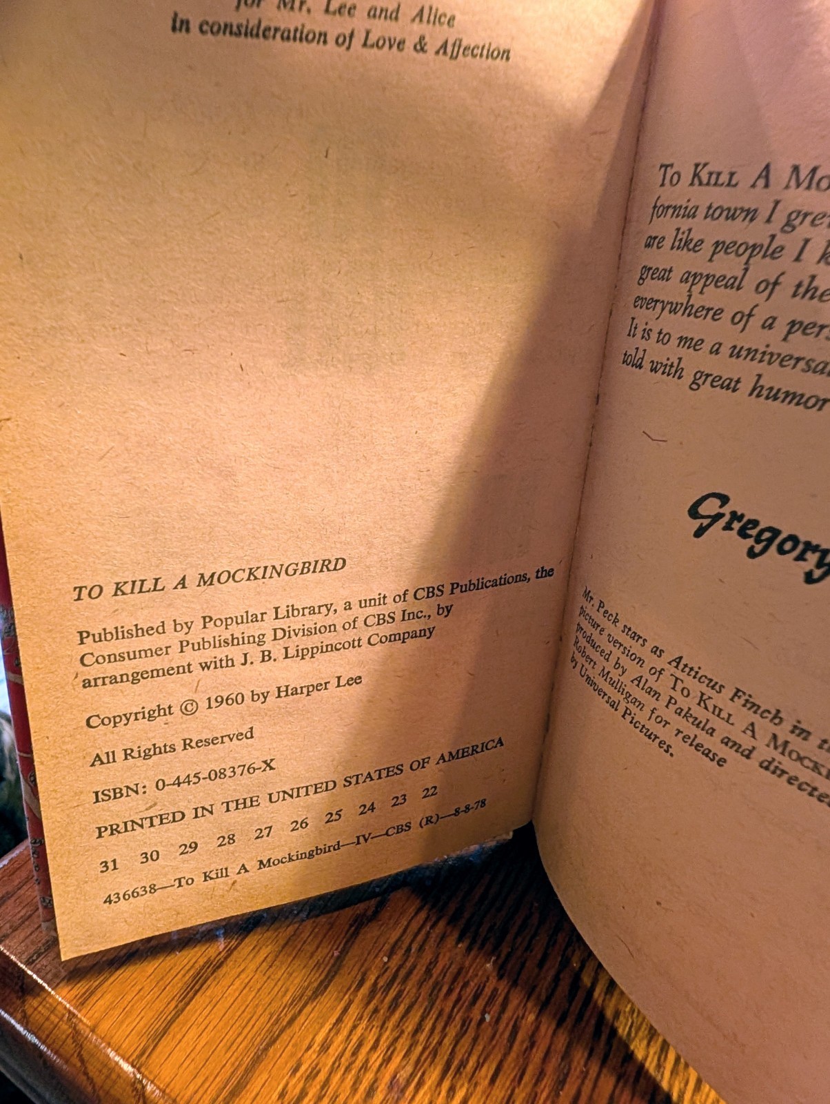 To Kill a Mockingbird, Harper Lee, Cover Craft HC Popular Lib. movie tie-in 1960