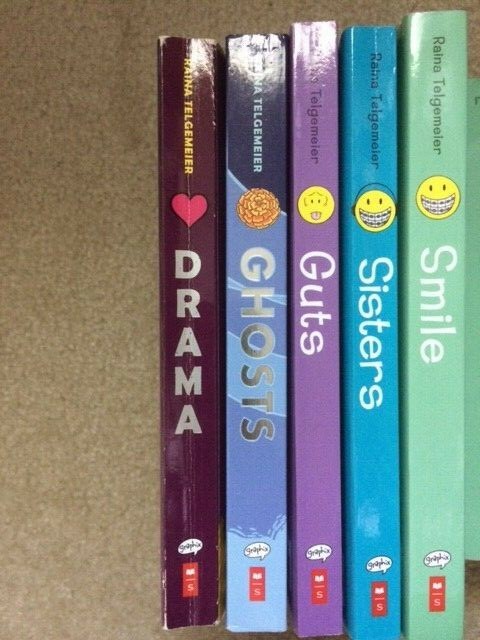 Raina Telgemeier Book Lot Smile, Drama, Sisters, Ghosts, Guts Graphic Novels