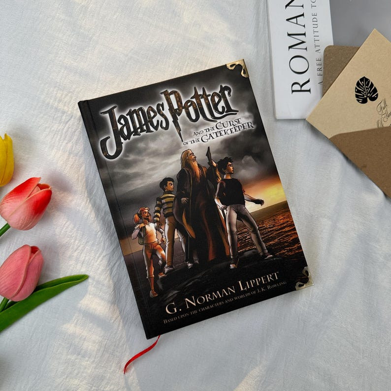 James Potter fantasy book series, hardcover, adventure and romance with bookmark
