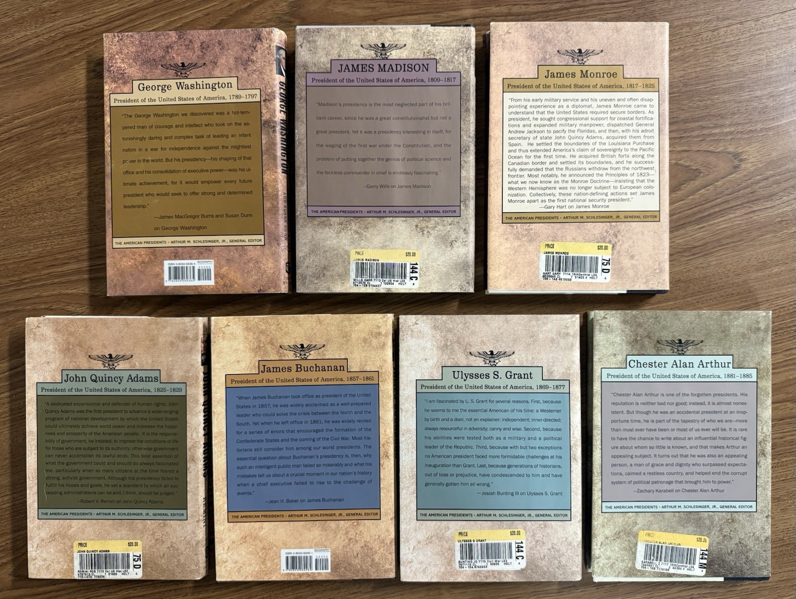 LOT of 7: THE AMERICAN PRESIDENTS SERIES by Genrl Editor A Schlesinger (HCDJ) VG