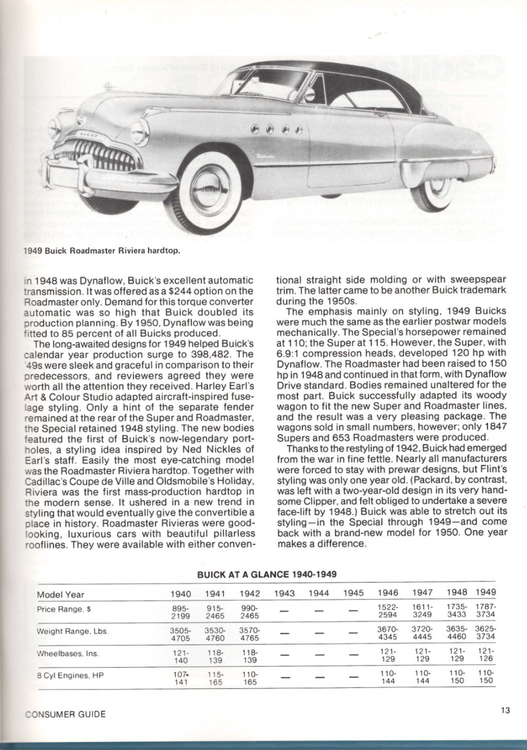 Cars Of The 40s By The Editors Of Consumer Guide 98 Pages 200 Photos Like New