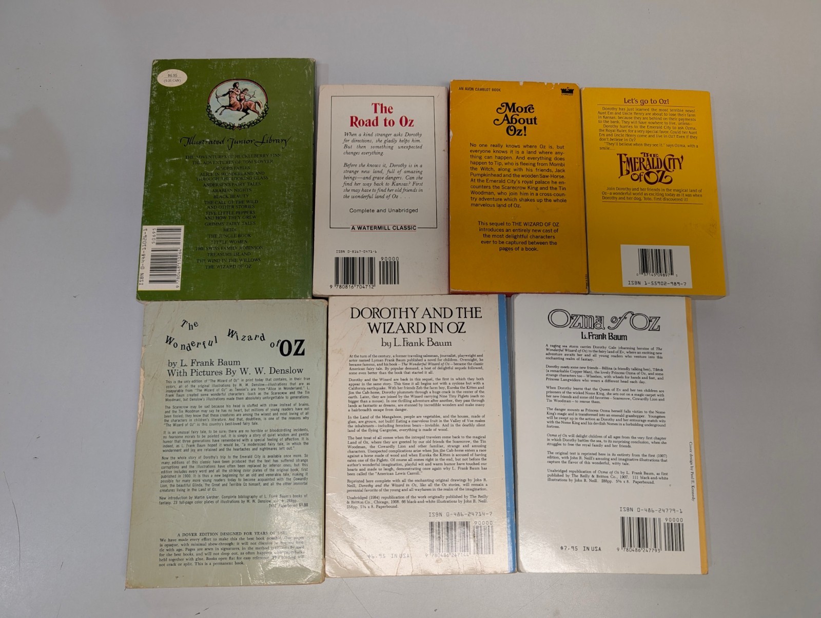 L. Frank Baum Oz Series 7 Paperback Book Lot Fantasy Classics