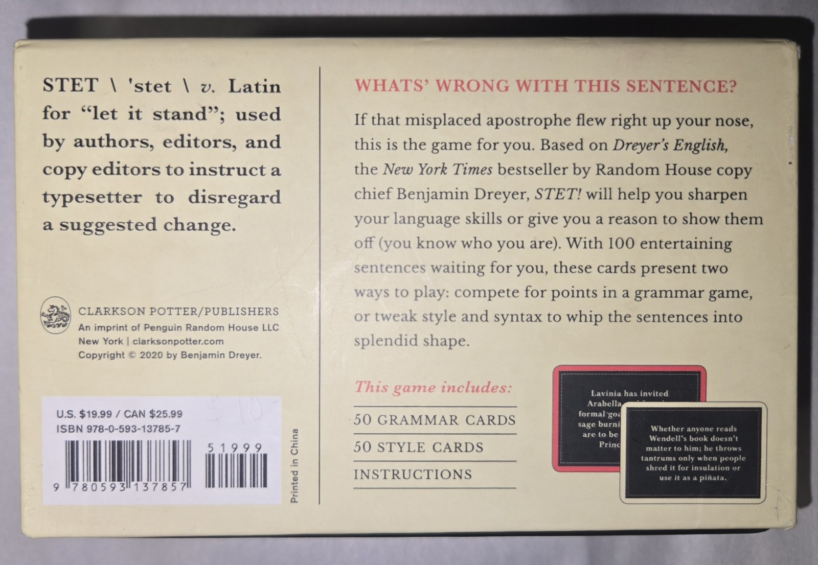 STET! Dreyer’s English : A Game for Language Lovers, Grammar Geeks, and…