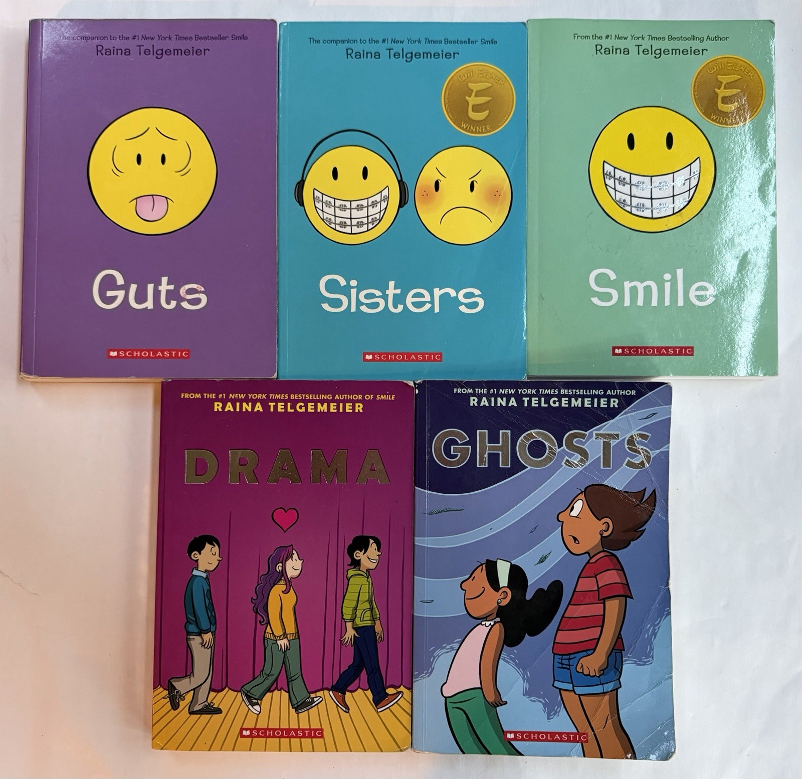 Raina Telgemeier Collection Box Set Lot 5 PBs Smile Drama Sisters Ghosts Guts