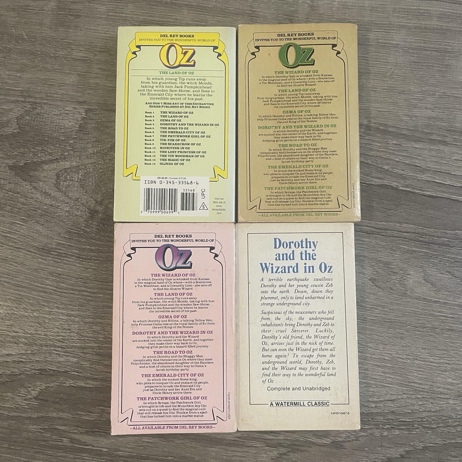 L. Frank Baum 4 Book Lot Dorothy the Wizard of Oz Del Rey Land Ozma Road 2 3 5