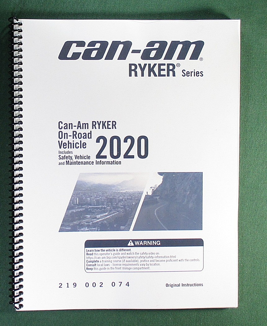 2020 Can-Am Ryker Operator’s Manual With Protective Covers!