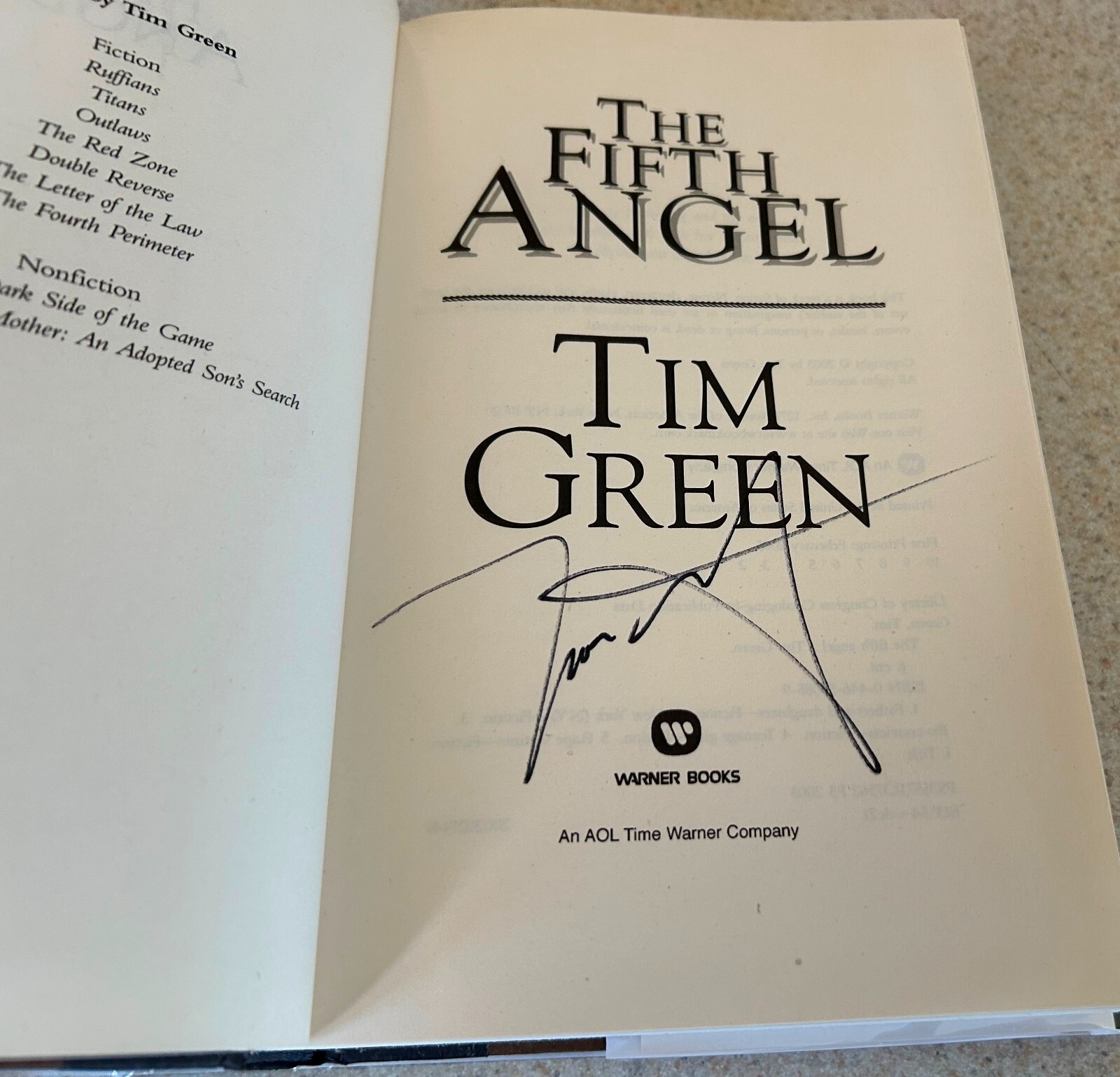 Tim GREEN — The Fifth Angel (Thriller) — 2003 SIGNED 1st Edition Hardcover