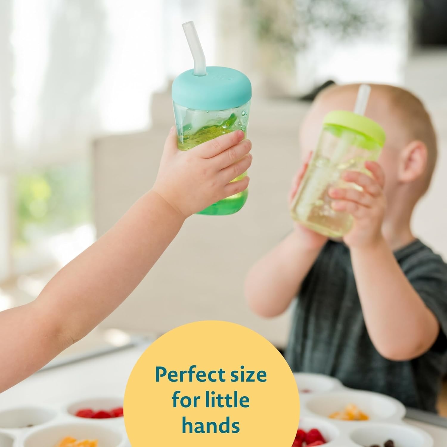 Vasos Con Pajita Para Niños Pequeños, De 7 Oz (3 Unidades), Para Apretar Y Beber