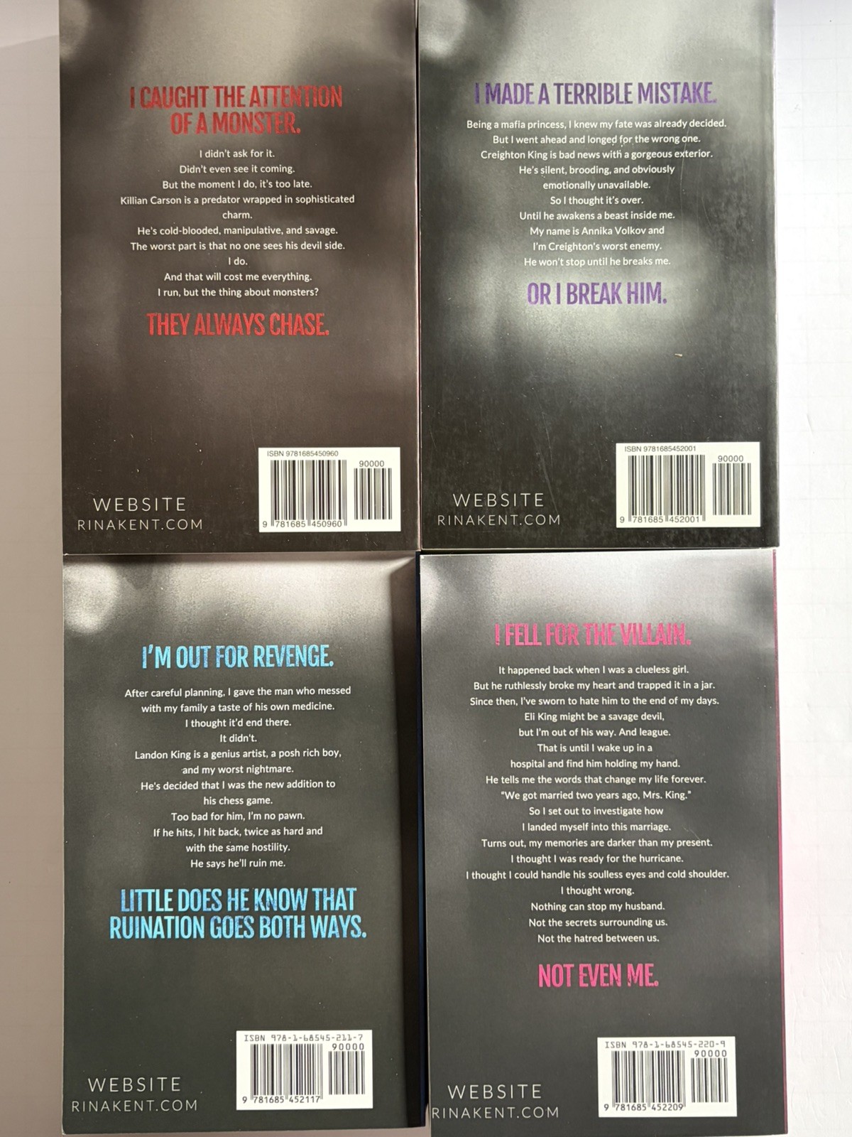 Lot of 4 Legacy of Gods Series (First Ed/OG Models) #1..#2..#4..#6 by Rina Kent