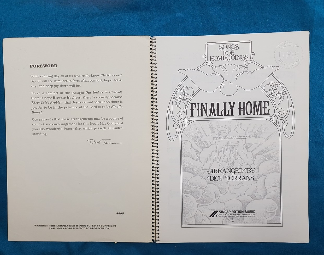 Finally Home arranged Dick Torrans Songs for Homegoing Music Song Book Sheet