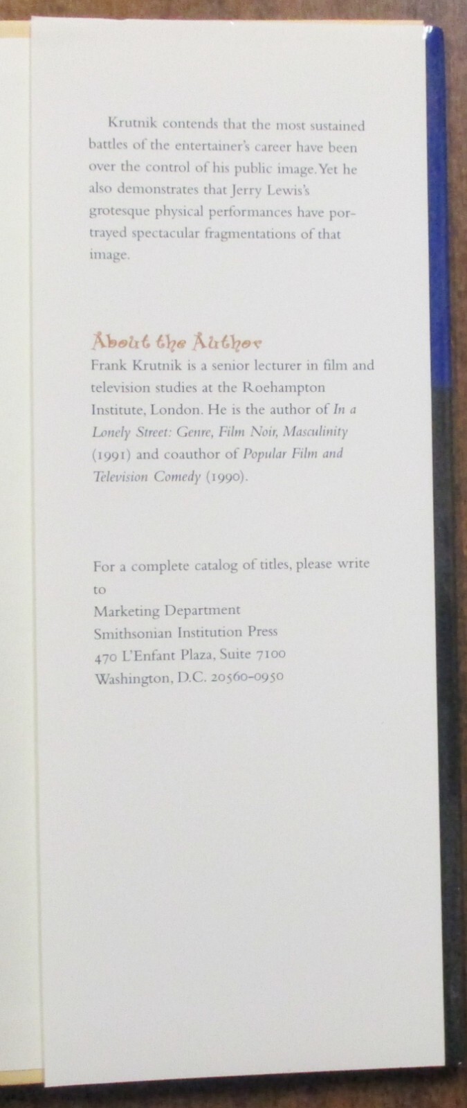 “Inventing Jerry Lewis” Hardcover Book (2000) Frank Krutnik – First Edition