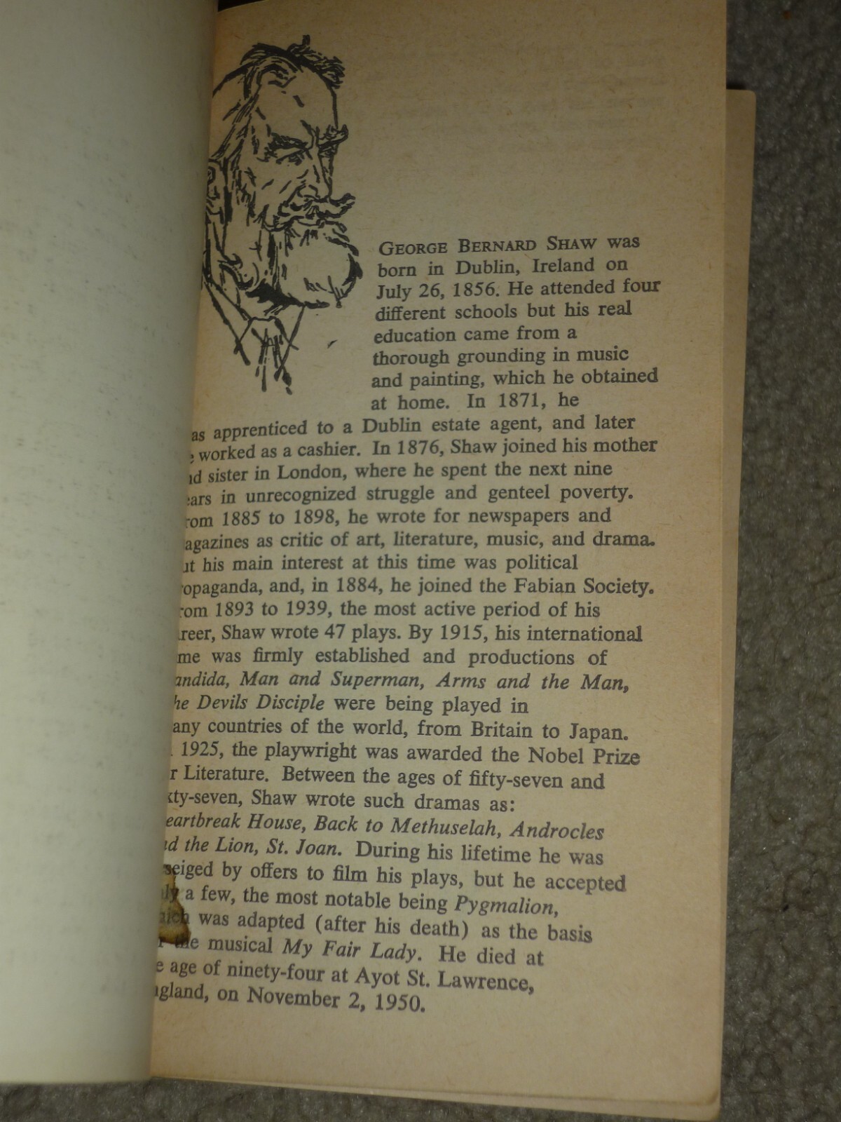 Plays by George Bernard Shaw, Vtg PB 1960, Signet Classics 1st Printing Candida