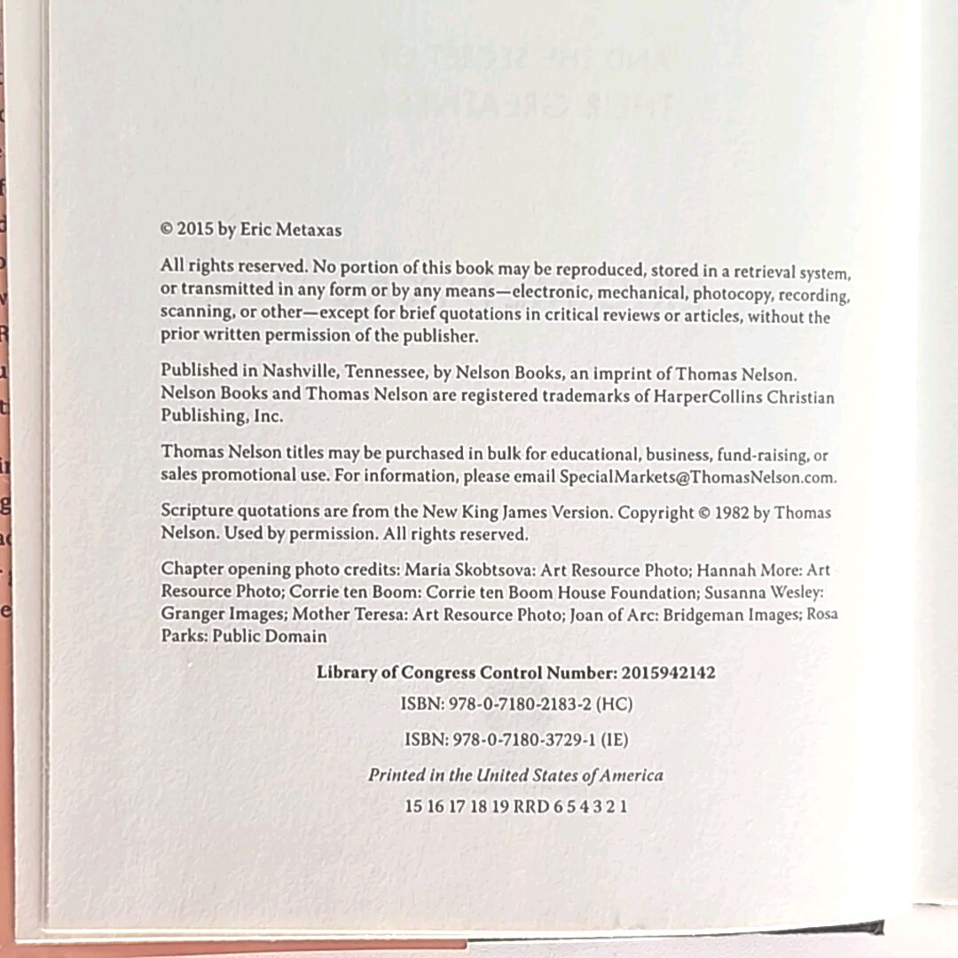 7 Women and the Secret of Their Greatness by Eric Metaxas 1st Edition 2015 Book