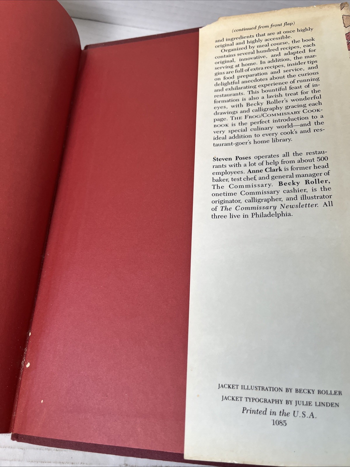 The Frog Commissary Cookbook SIGNED & PERSONALIZED 1985 1st Edition HC DJ