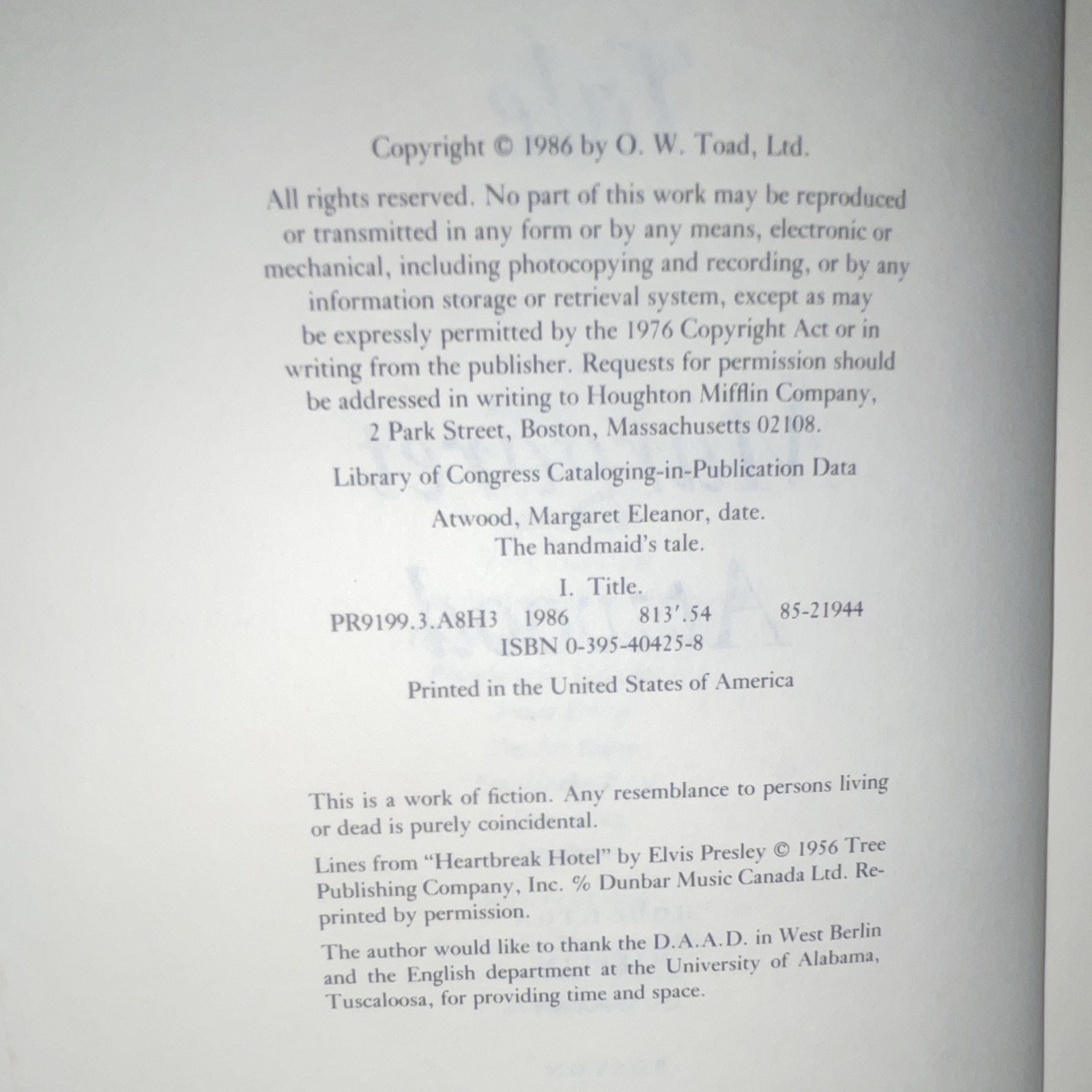 Margaret Atwood The Handmaid’s Tale Hardcover Dystopian Novel Dust Jacket
